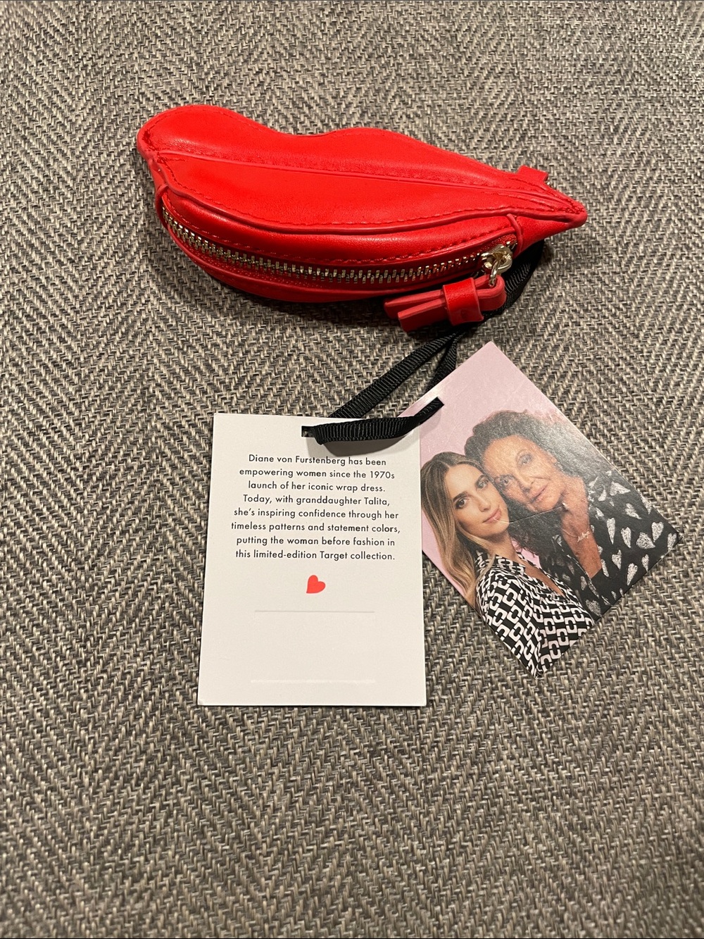 Diane Von Furstenberg Red Lip Coin Pouch with Gold Zipper Limited Edition Target